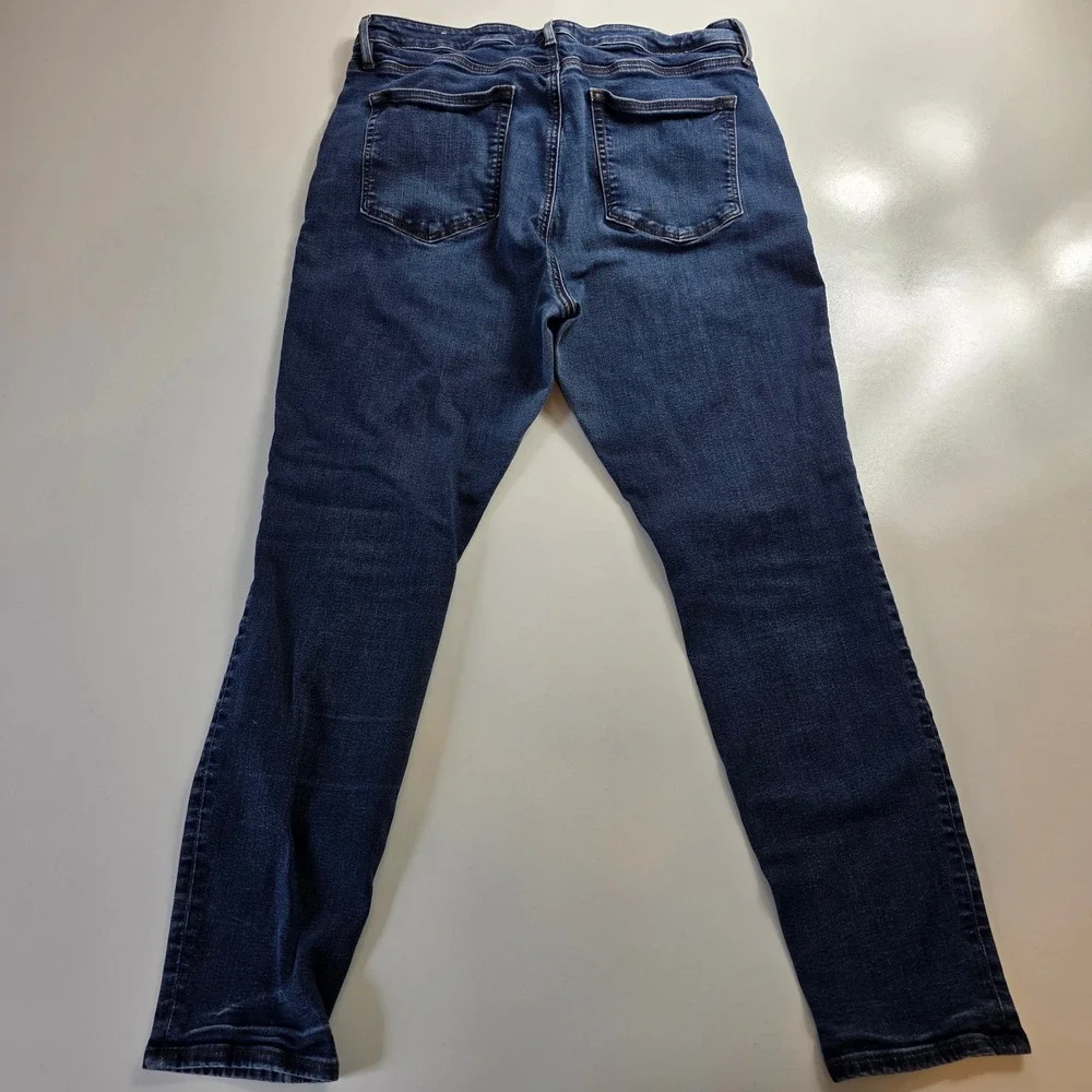 LOFT Curvy Skinny Jeans Dark Wash Denim Blue Size 14/32 Womens High Rise EUC - Picture 2 of 10